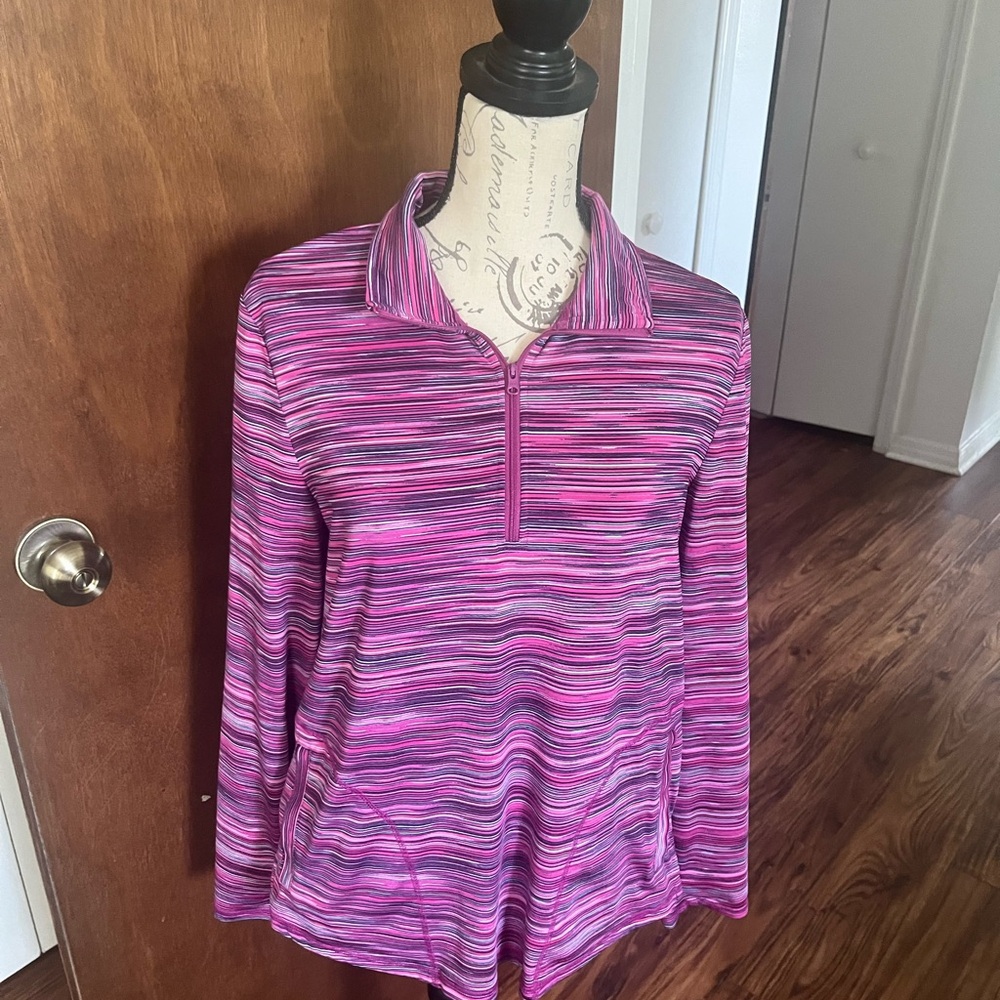 T by Talbots Pink and Purple Long Sleeve Quarter Zip